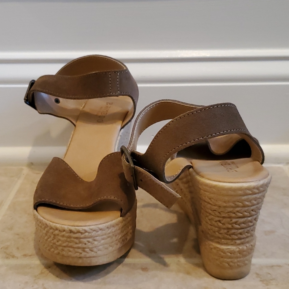 Bamboo Platform Sandals, Size 7, Light Brown